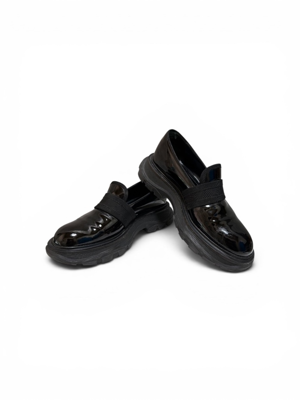 Alexander McQueen Patent Leather Lug Sole Loafers Black EU 41 US 8